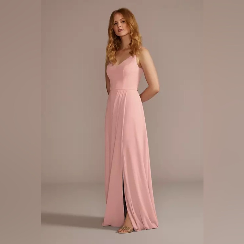 David’s Bridal Bridesmaid Dress Chiffon Spaghetti Strap Dress Ballet Size 10